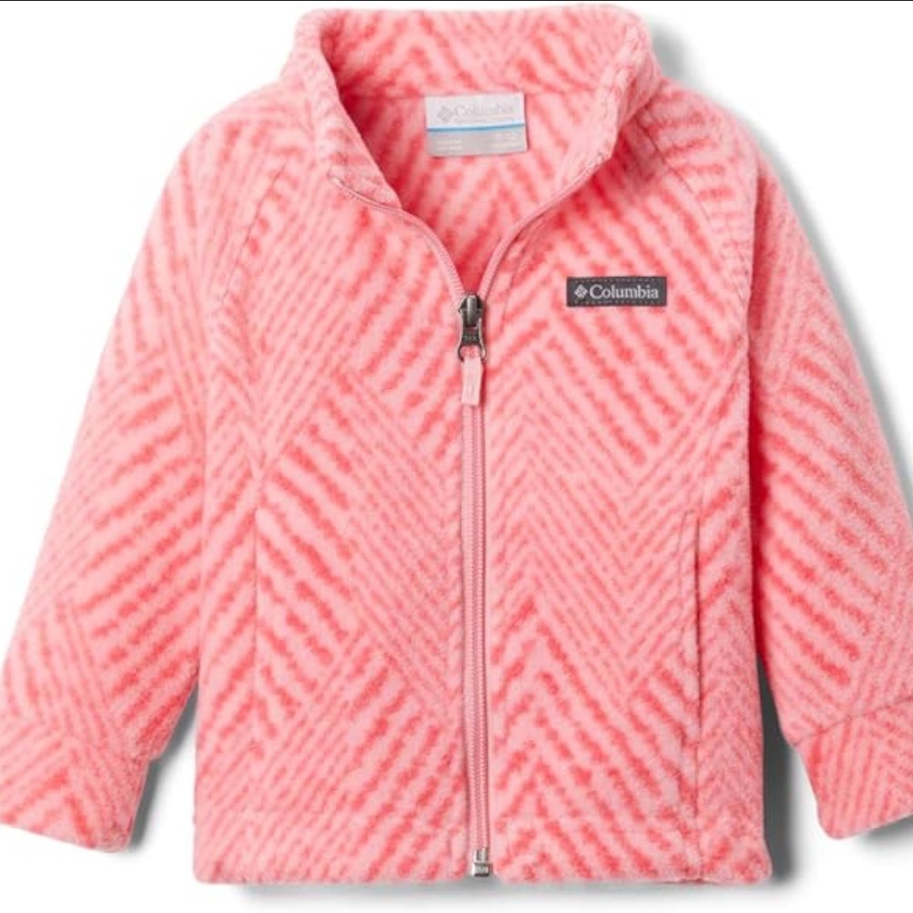 Columbia youth girl printed fleece‎ pink sweater
